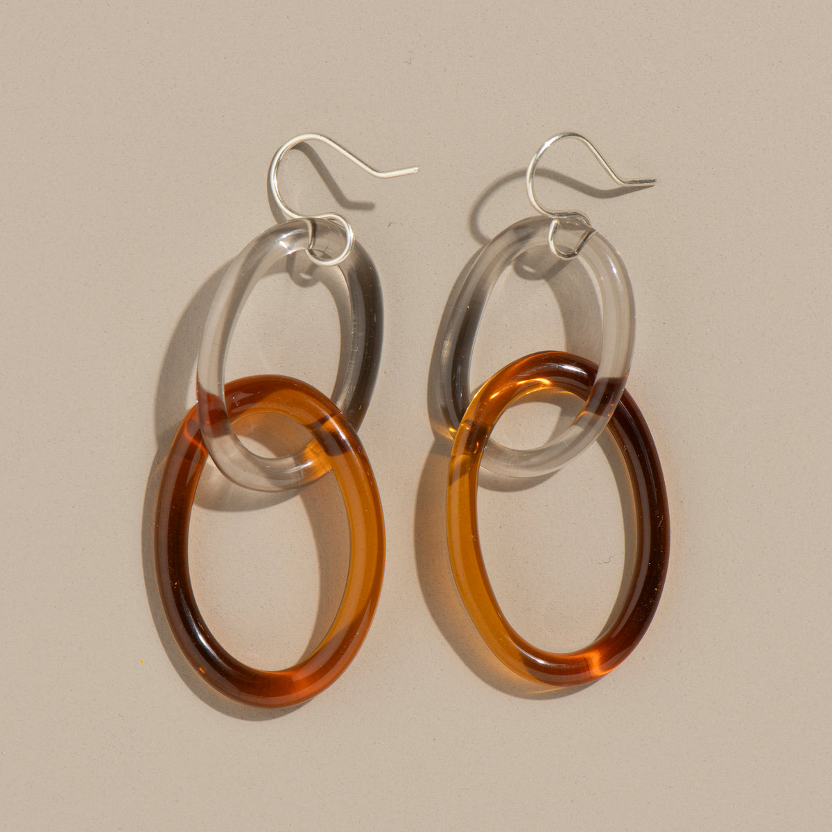 Link Earrings (amber + smoke)