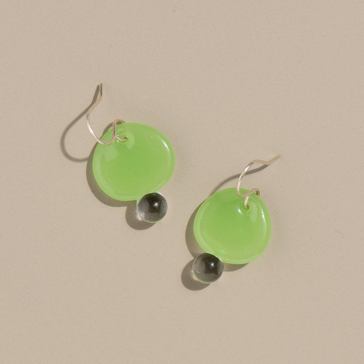 Droplet Earrings (green + clear)
