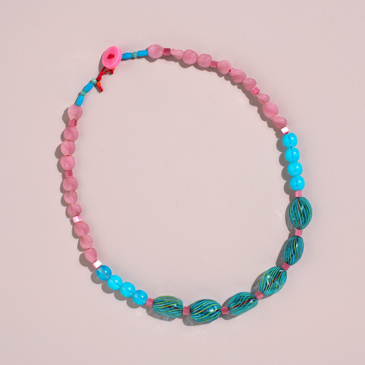 Fancy Necklace (pink + blue swirls)