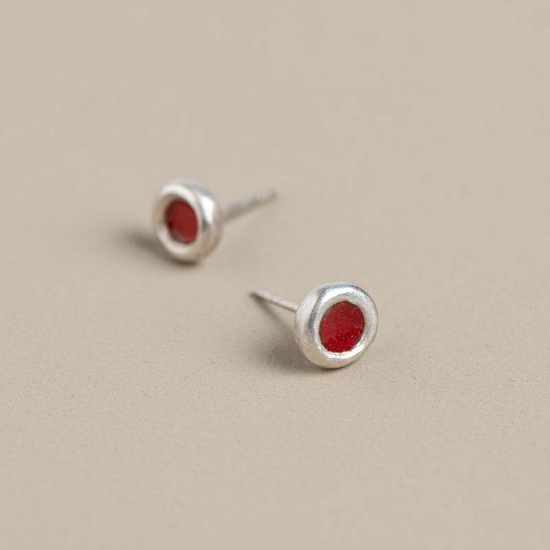 Small Enamel Studs (cheery cherry)