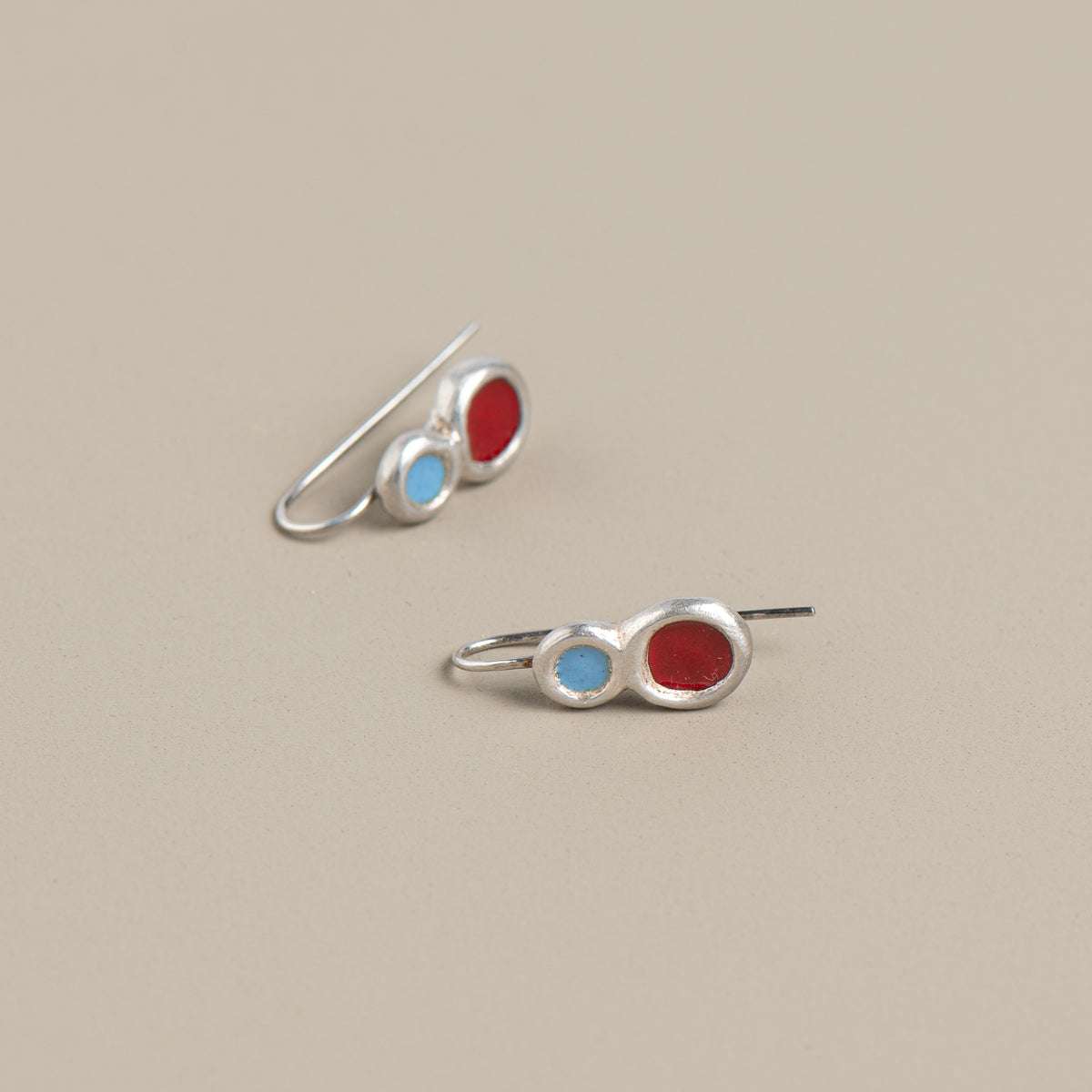 Jelly Baby Earrings (red + blue)