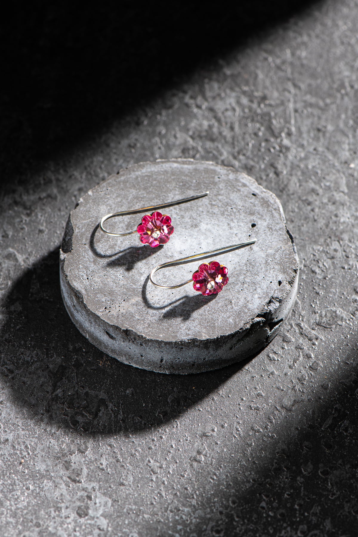 1970s Austrian Crystal Flower Earrings (pink)