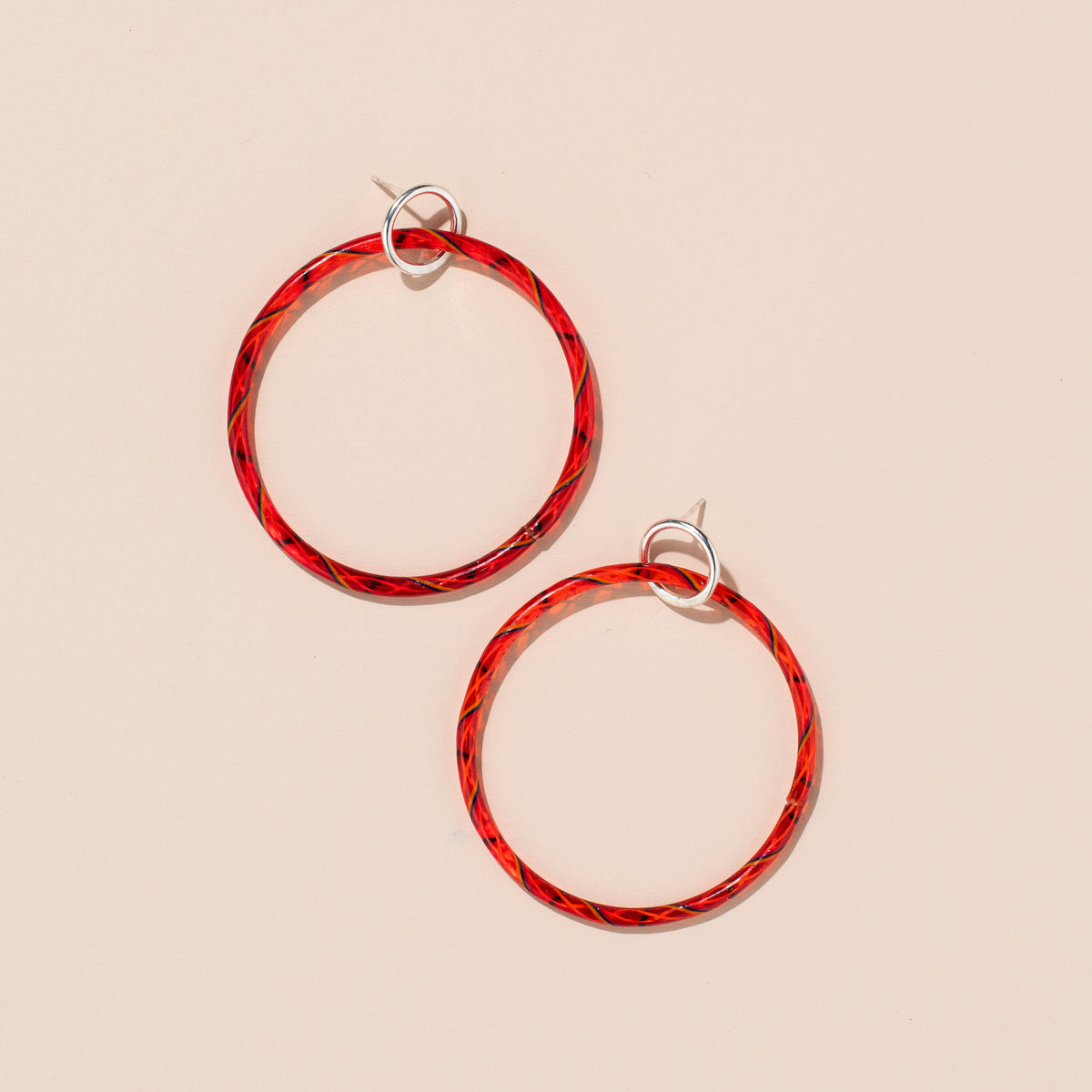 Amy Stud Earrings (red stripe)