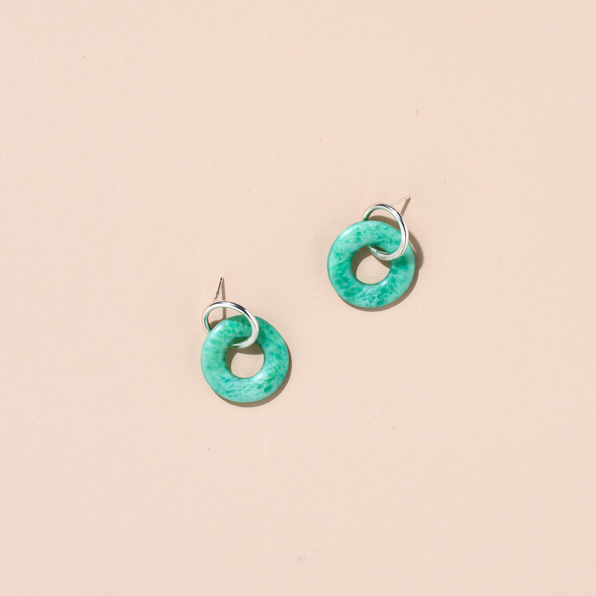 Amy Stud Earrings (green glass)