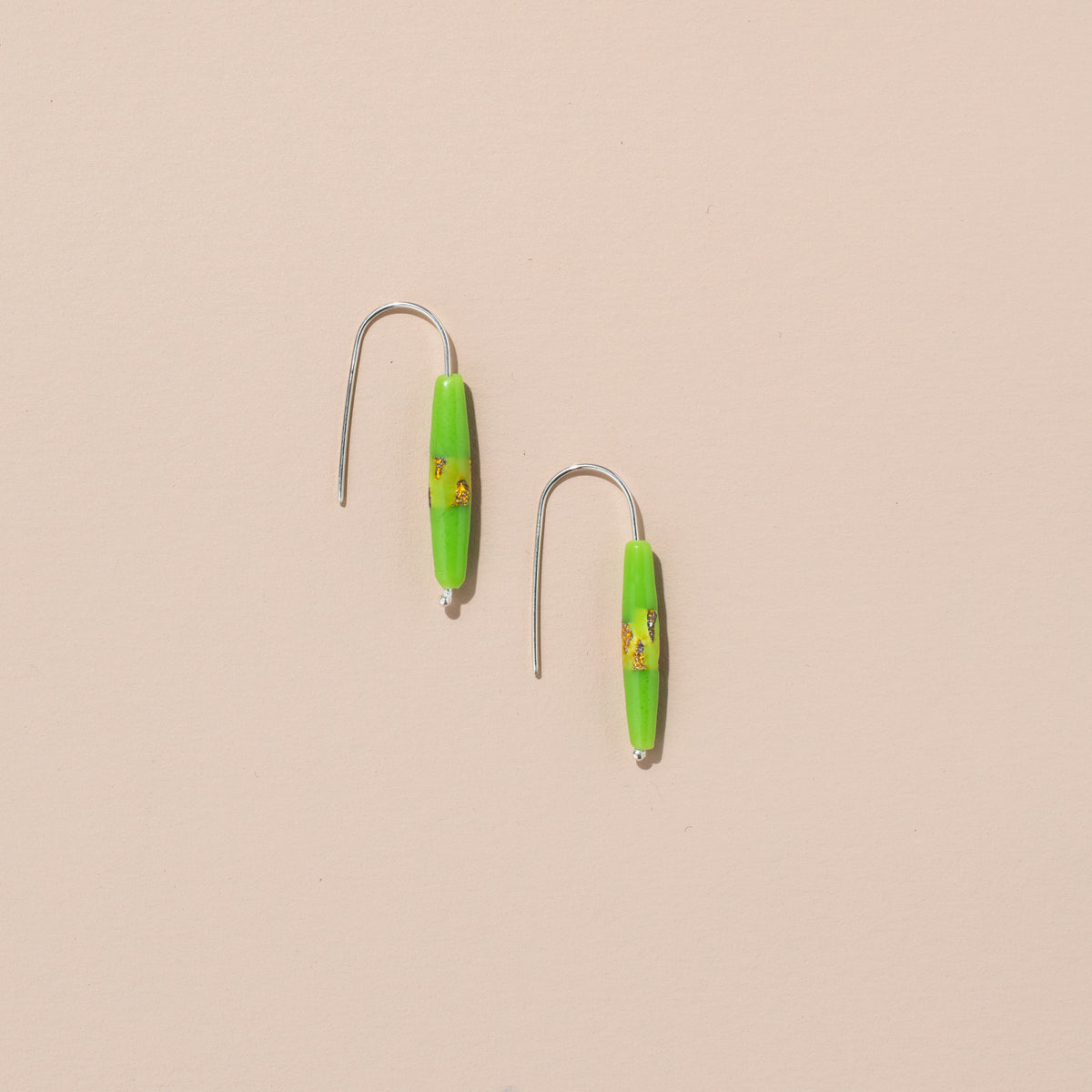 Japanese Glass Bead Earrings (green)