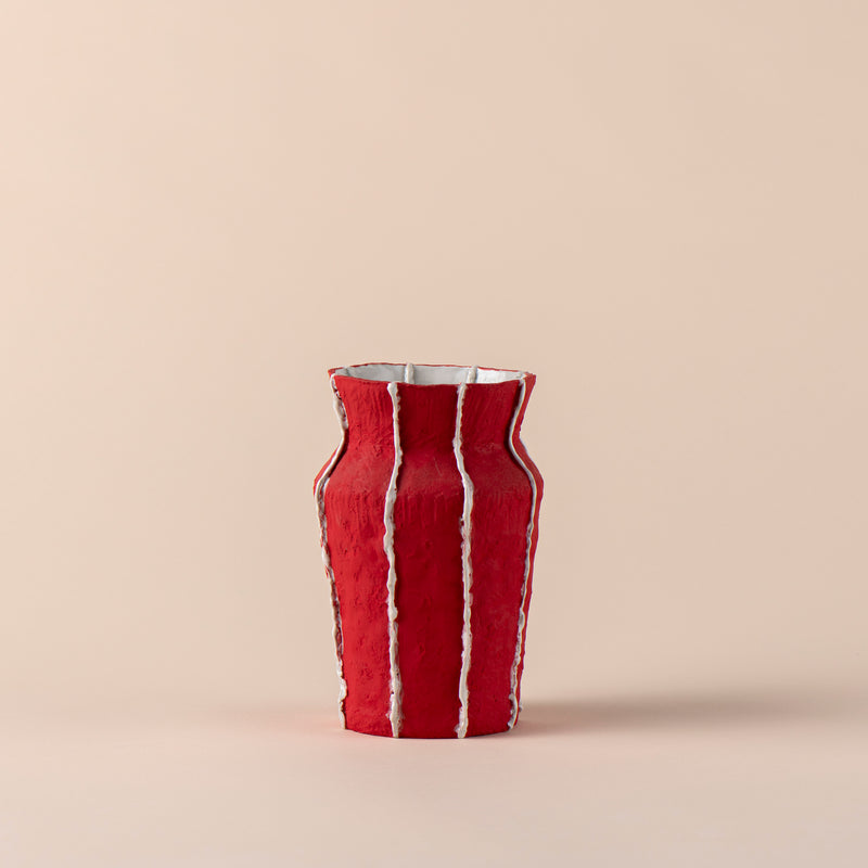 Seamed Stripe Vessel (Red and White)