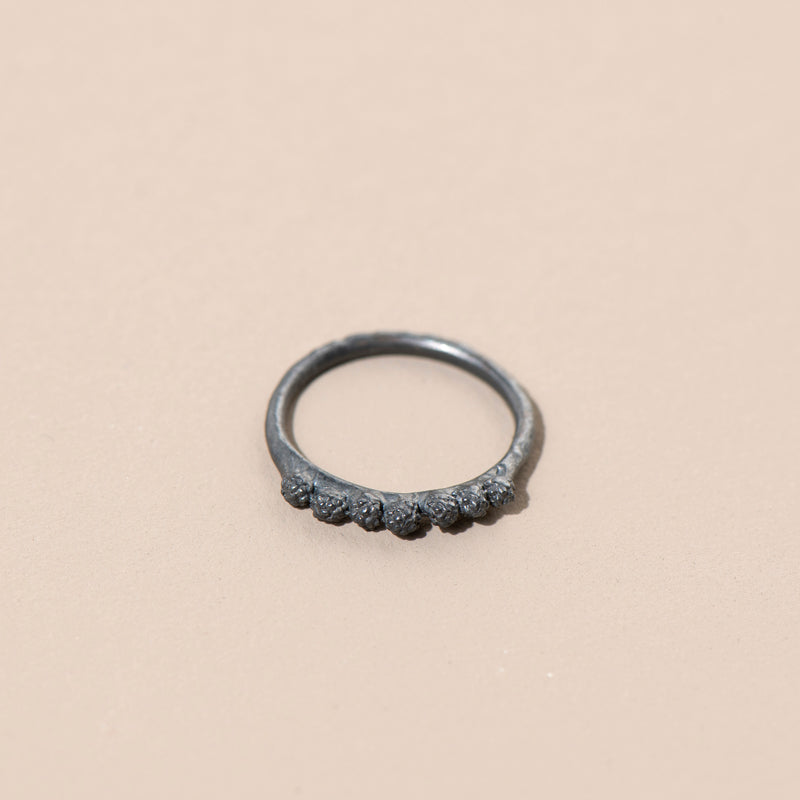 Wattle Row Ring (oxidised silver)