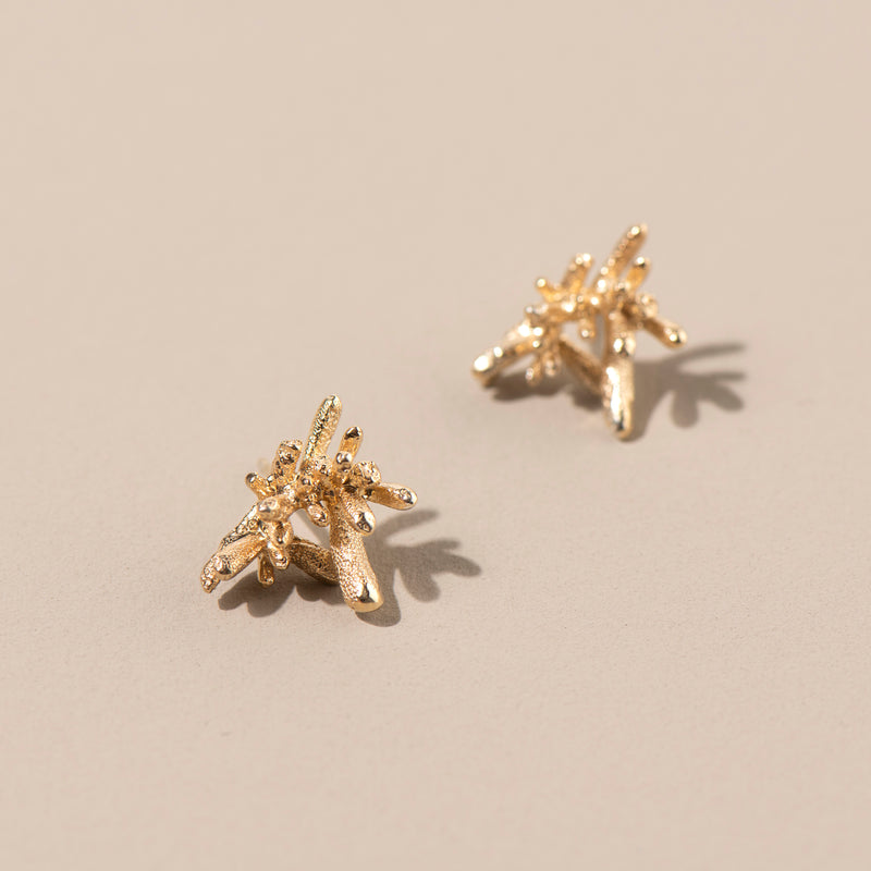 Succulent Studs (yellow gold)