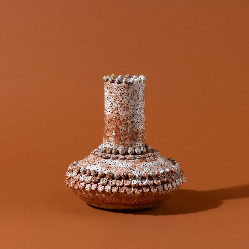 Large Beaded Vase - Rust