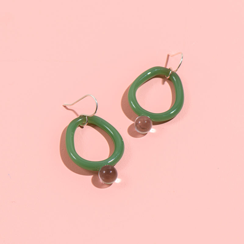 Gumdrop Earrings (green + clear)