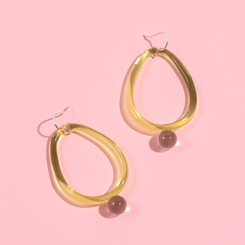 Large Gumdrop Earrings (green + clear)