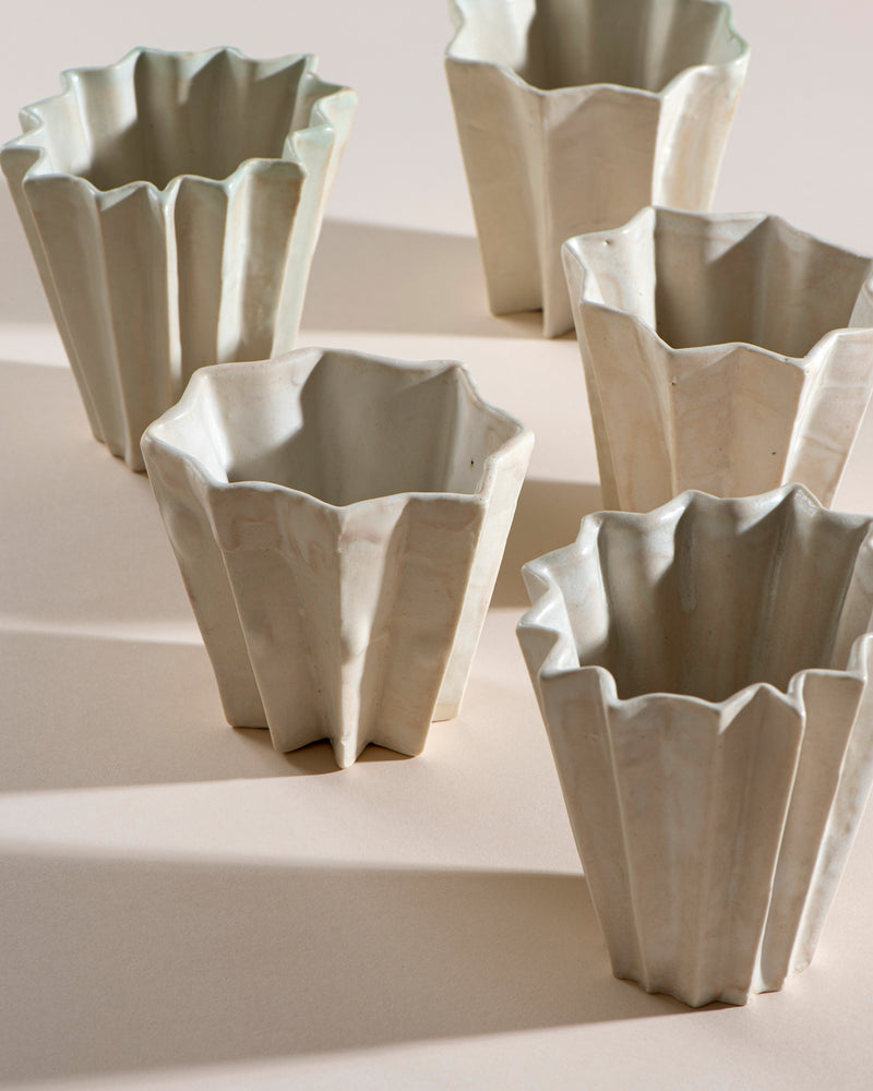 Wide Folded Vase (white + Pale green)