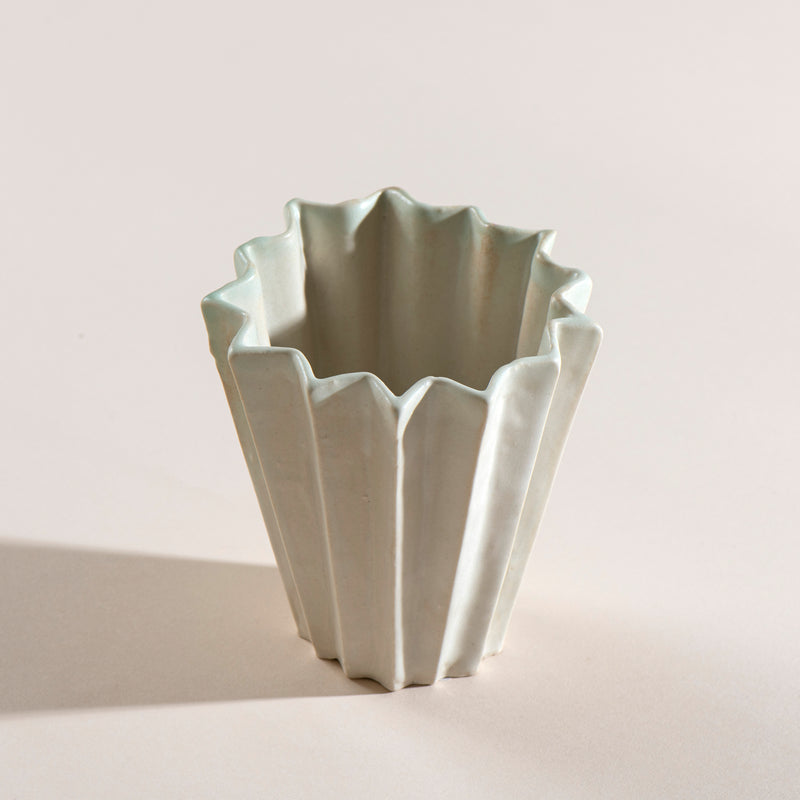 Wide Folded Vase (white+pale green)