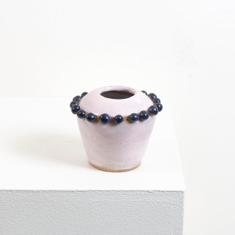 Small Beaded Vase (pink + blue)