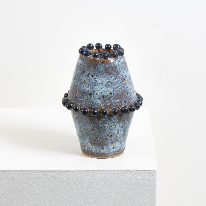 Angled Beaded Vase (blue)