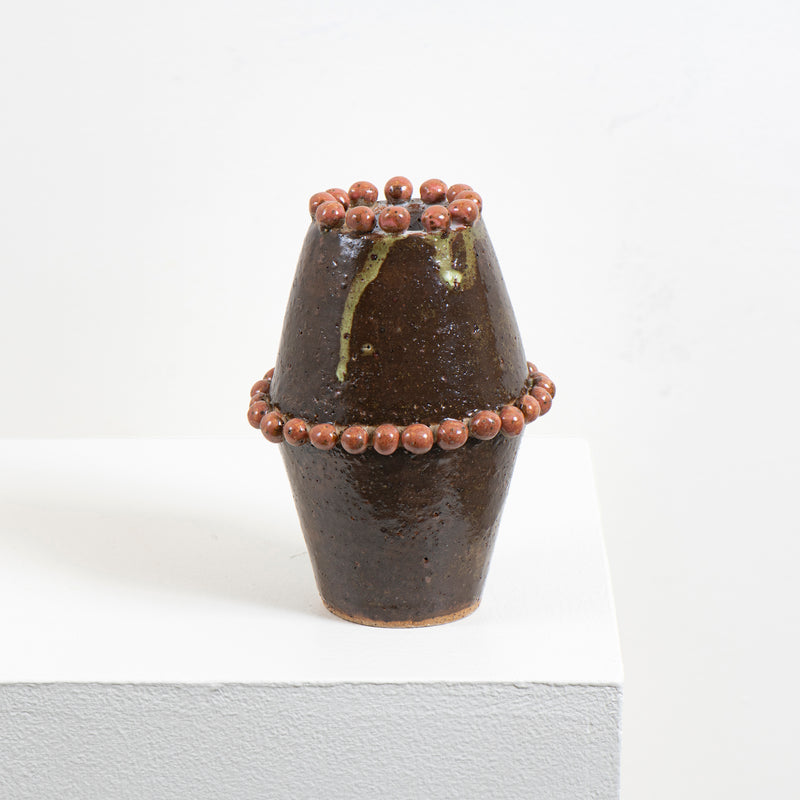 Angled Beaded Vase (green)