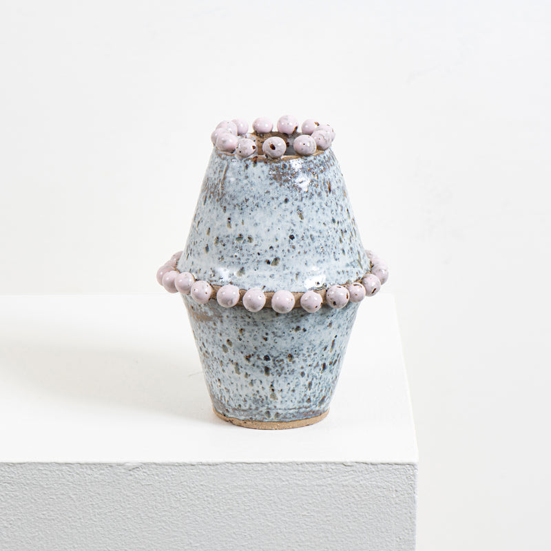 Angled Beaded Vase (white)