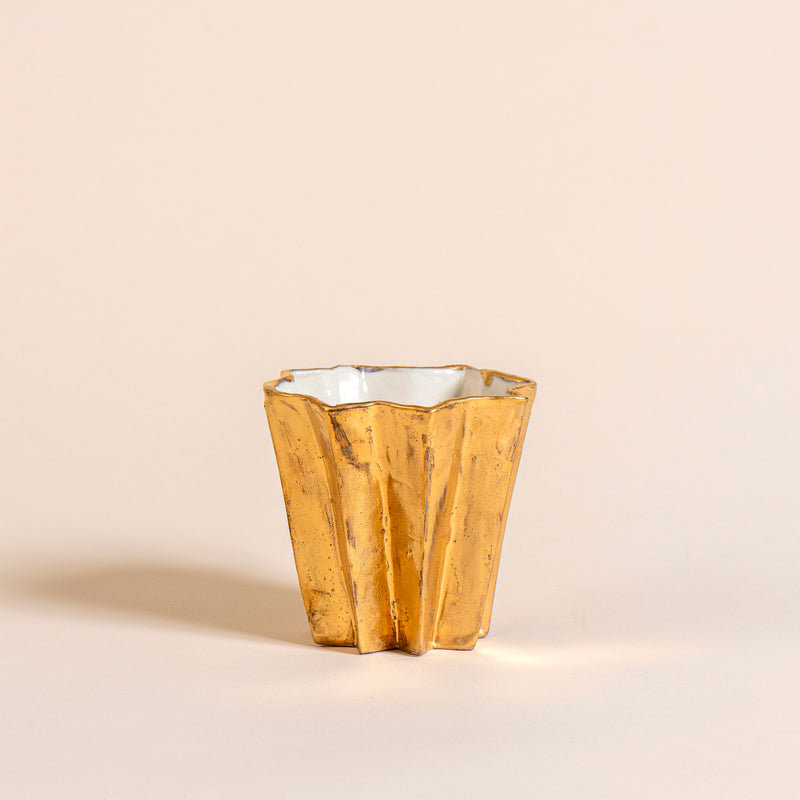 Gold Wide Folded Vase