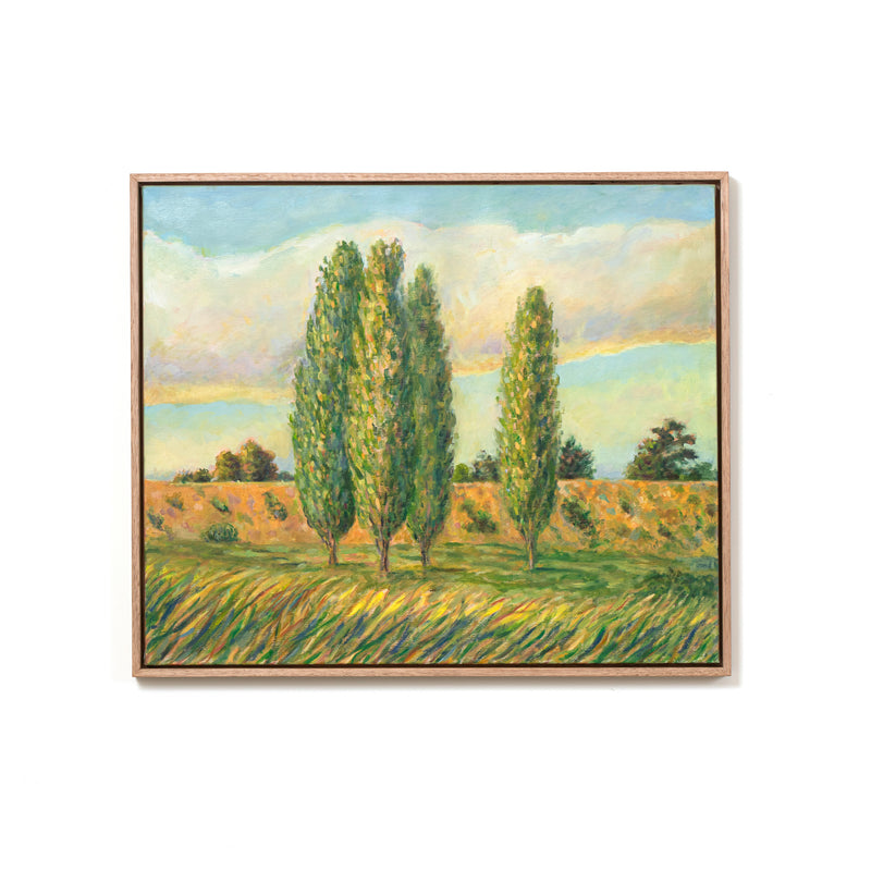 Railway Embankment With Poplars