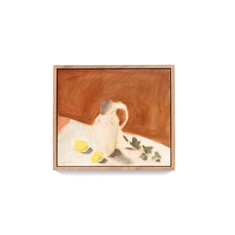 White Jug With Lemon And Ivy