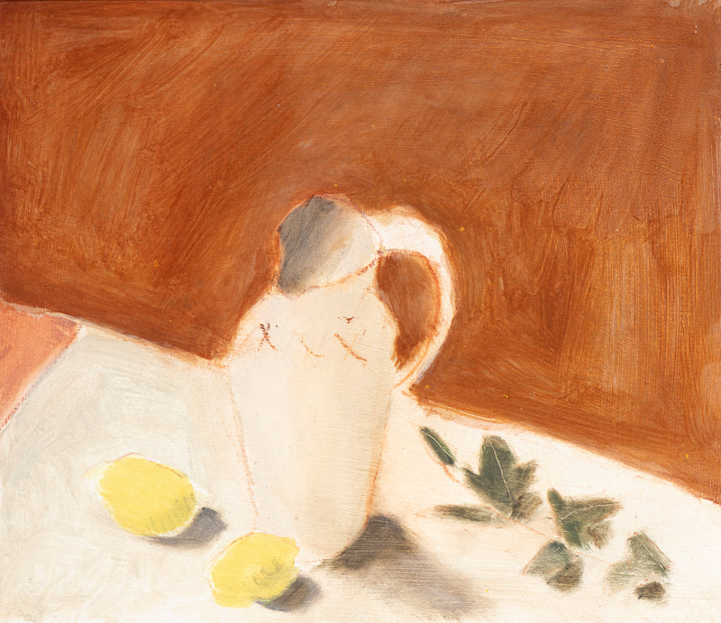 White Jug With Lemon And Ivy