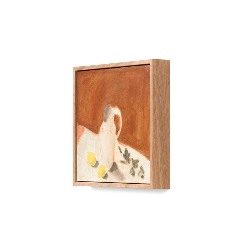 White Jug With Lemon And Ivy