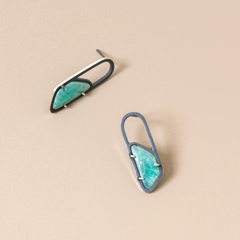 Inclusion/ Amazonite Arch Earrings