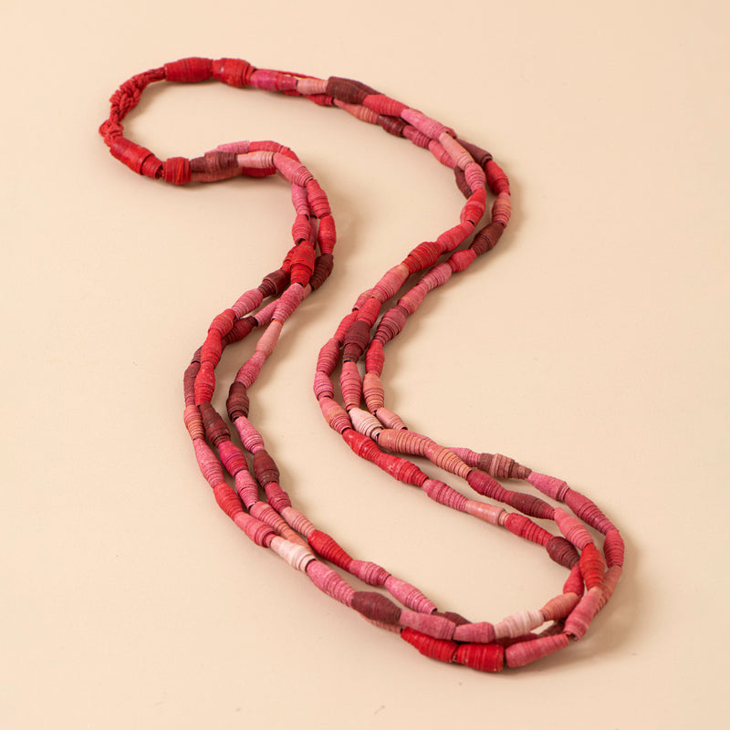 Multi String Necklace (Crimson)