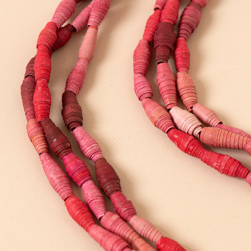 Multi String Necklace (Crimson)