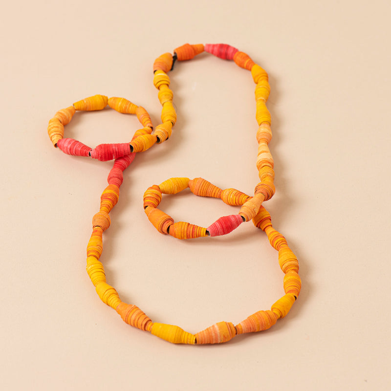 Single String Necklace (orange + pink)