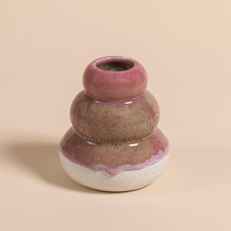 Small Smoosh Vase (moss green + pink)