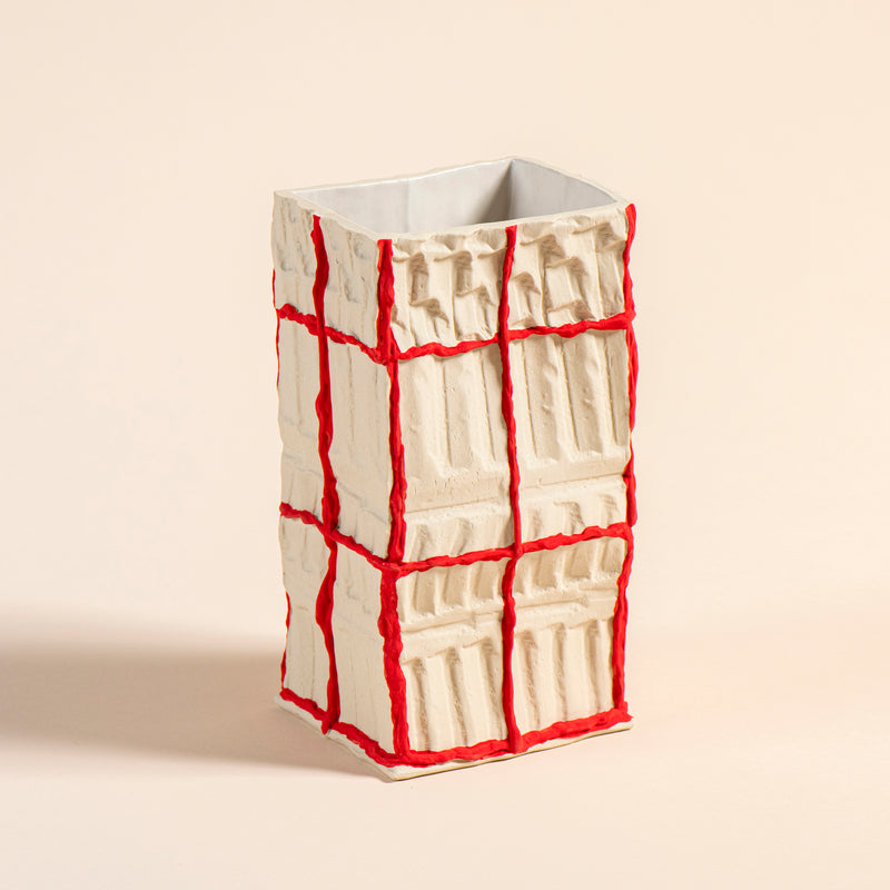 Brick Seams Vessel (Matte Red)