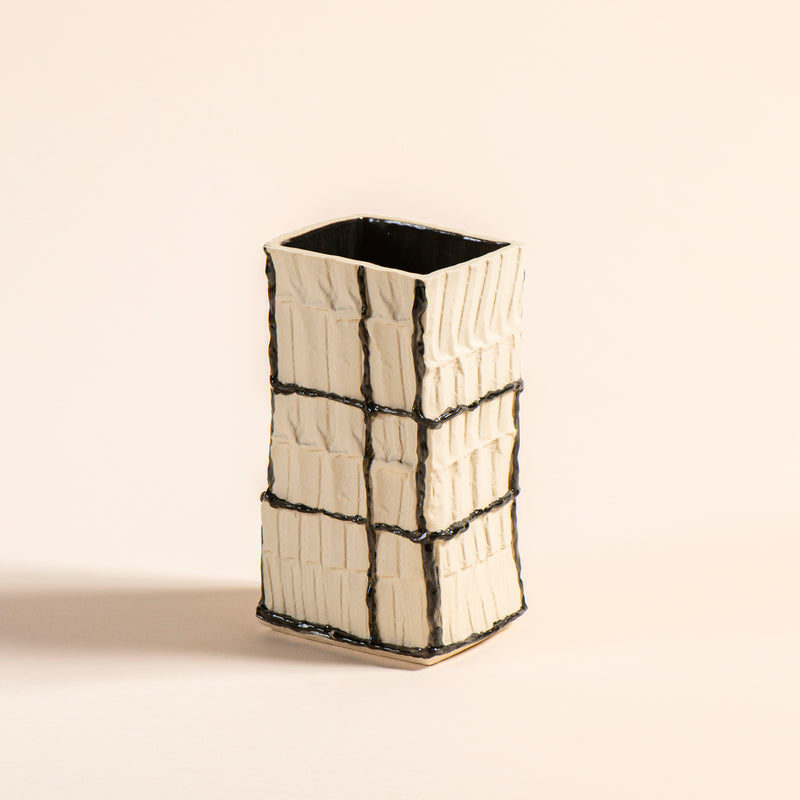 Brick Seams Vessel (Black Gloss)