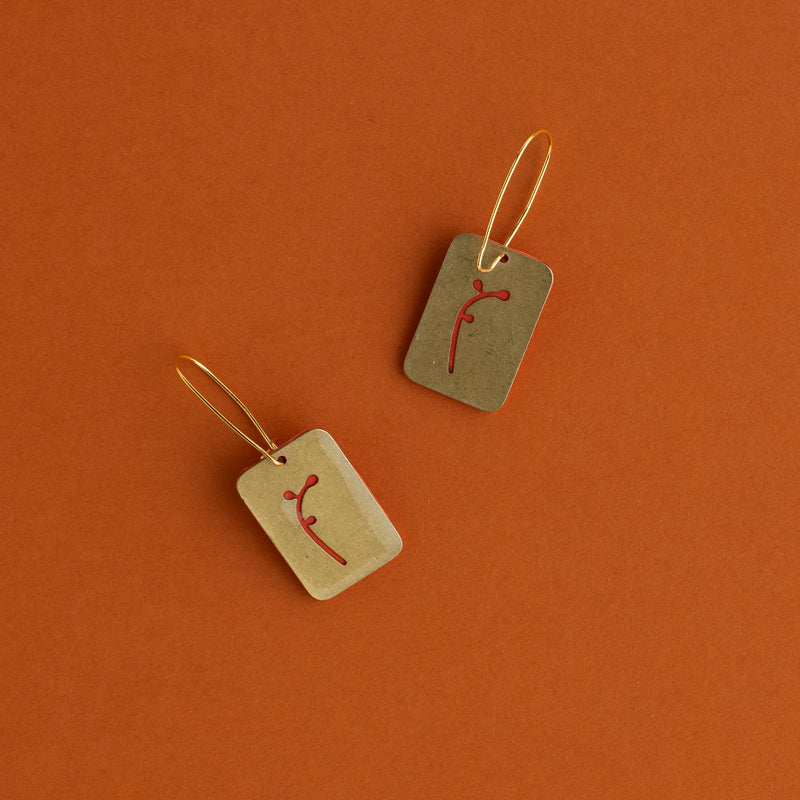 Rectangle Cut Out Earring (coral)