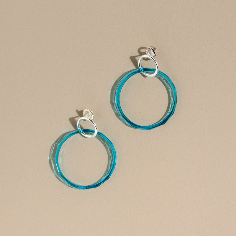 Amy Stud Earrings (faceted blue)