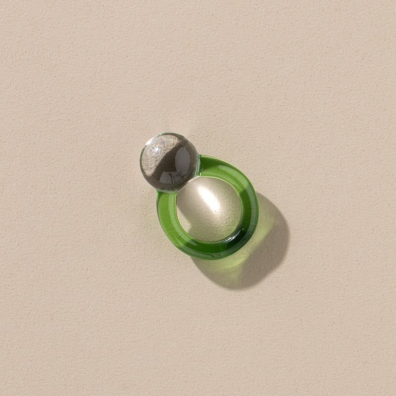 Orb Ring (clear + bottle green)