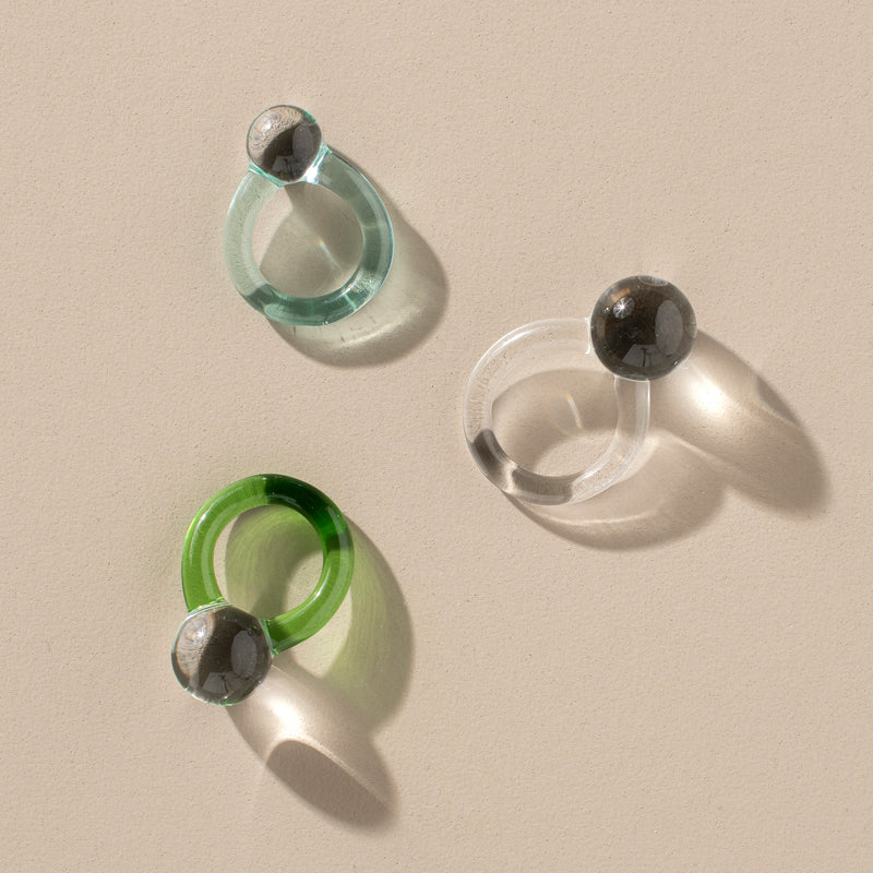 Orb Ring (clear + bottle green)