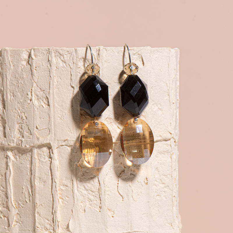 Champagne + Black With  Sparkly Champagne Drops