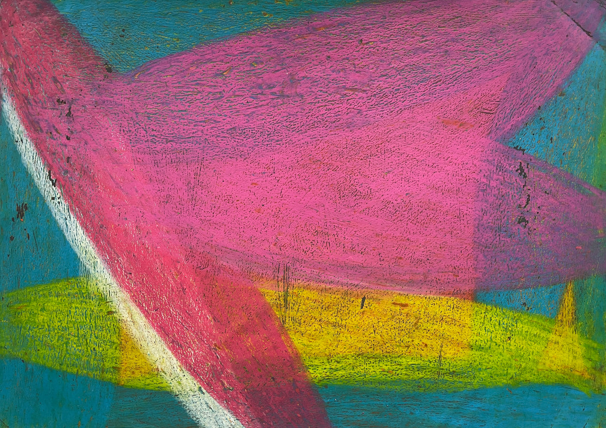 Untitled (Pink And White On Aqua And Yellow)