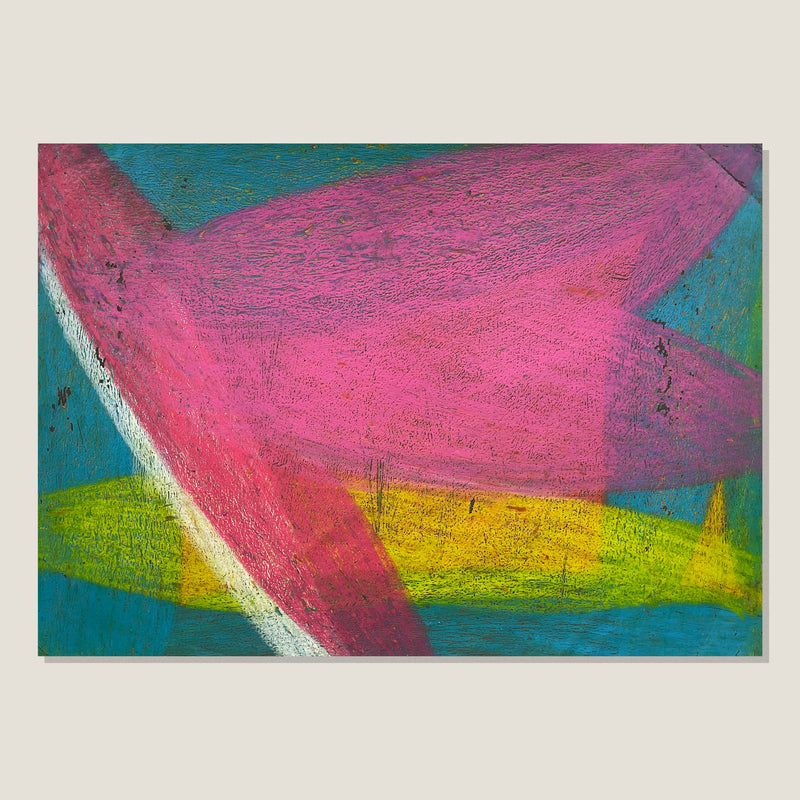 Untitled (Pink And White On Aqua And Yellow)