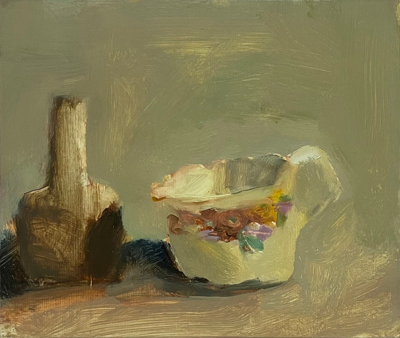 Floral Jug And Brown Vase