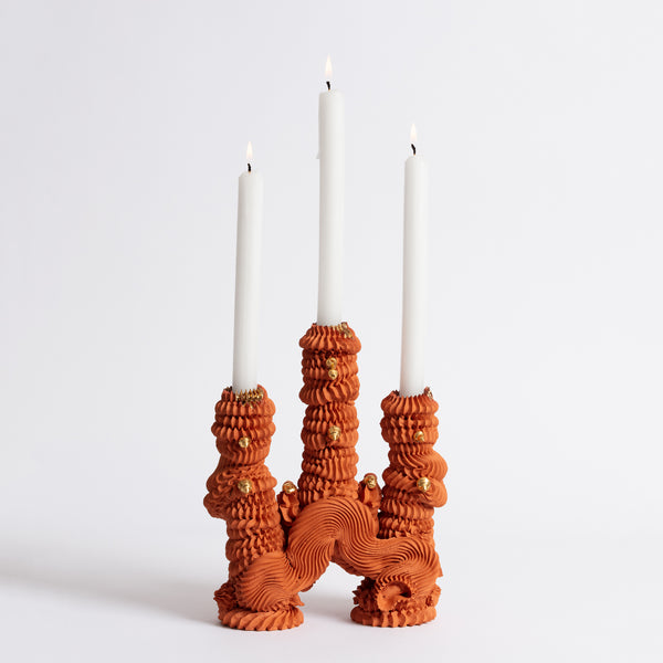 Terra.Cotta Temple Triplet Candelabra | Boom Gallery