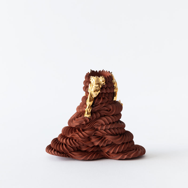Terra Temple Candlestick With Gold Desire Drip (Short) II