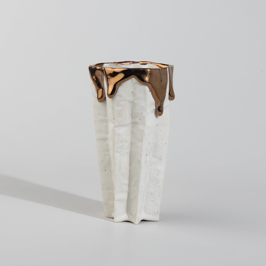 Copper Drip Folded Vase