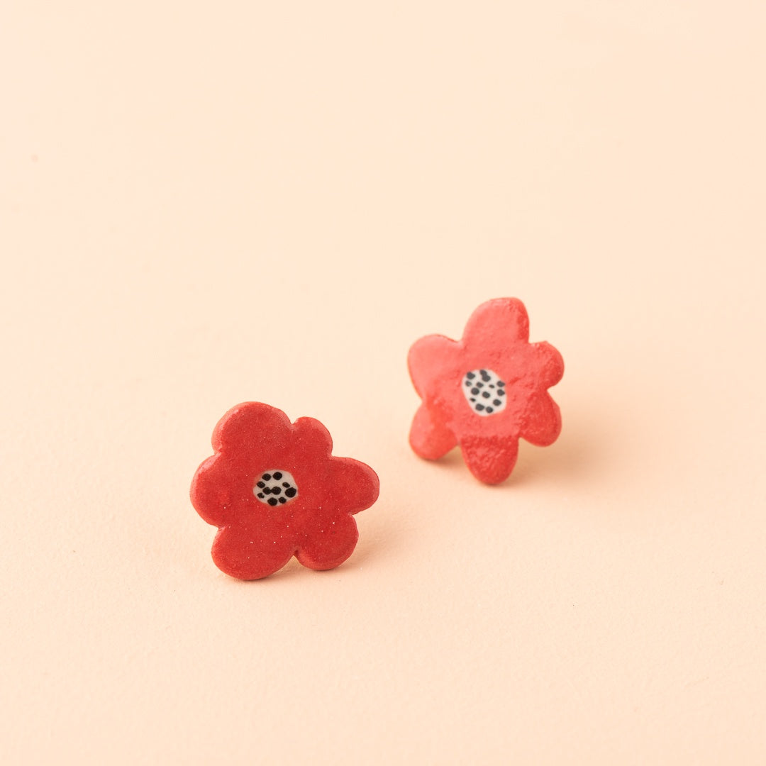 Flower Red Stud Earrings