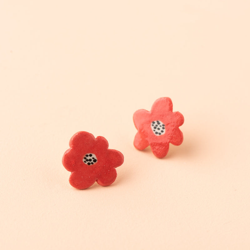 Flower Red Stud Earrings - Boom Gallery