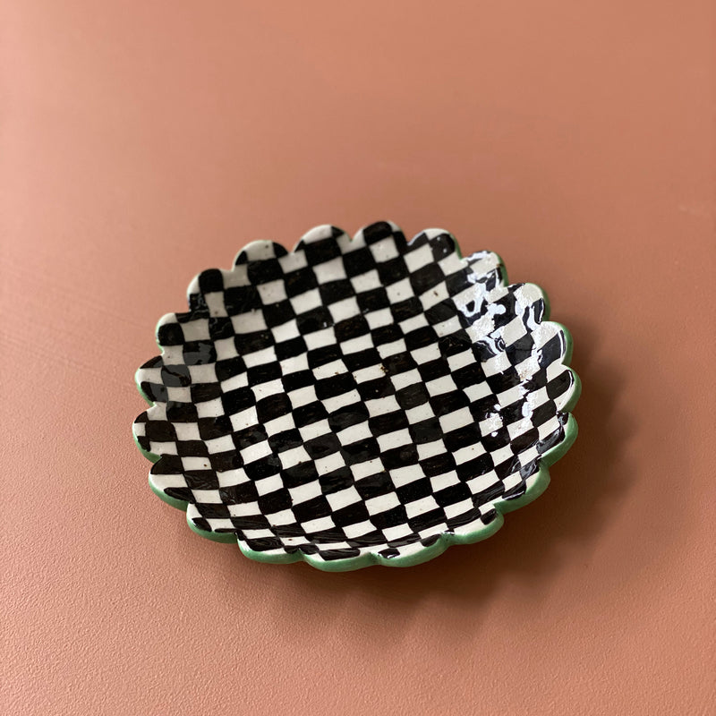 Large Checked Dish (Black Check)