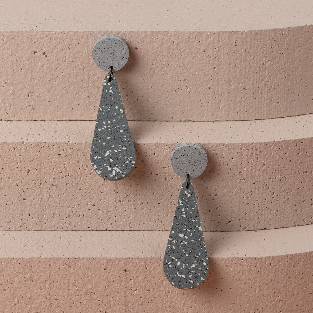 Exclamation Earrings (Grey + Grey Speckle)