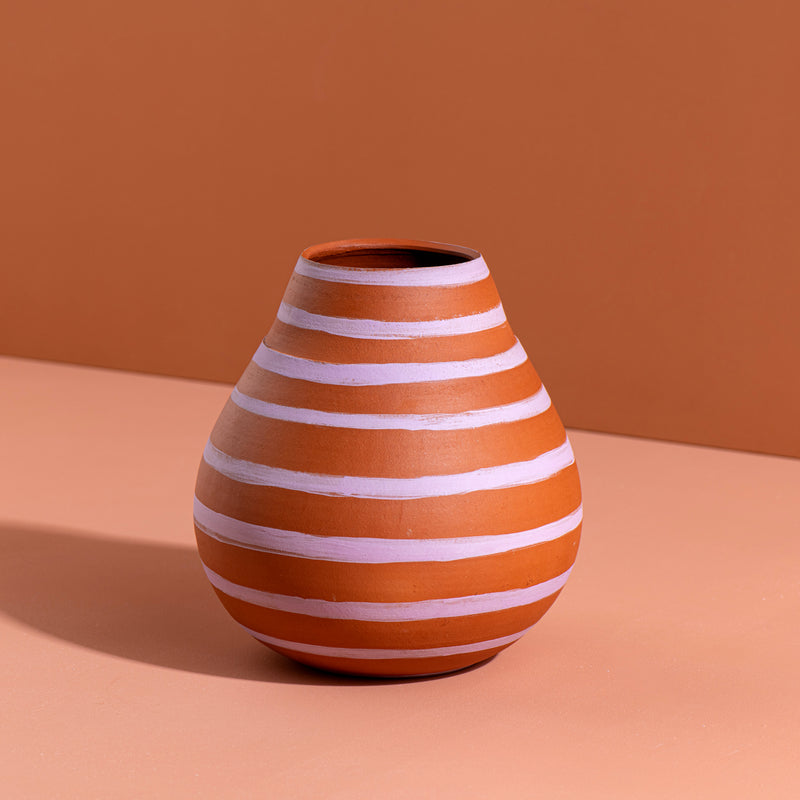 Large Pink Stripes Vase