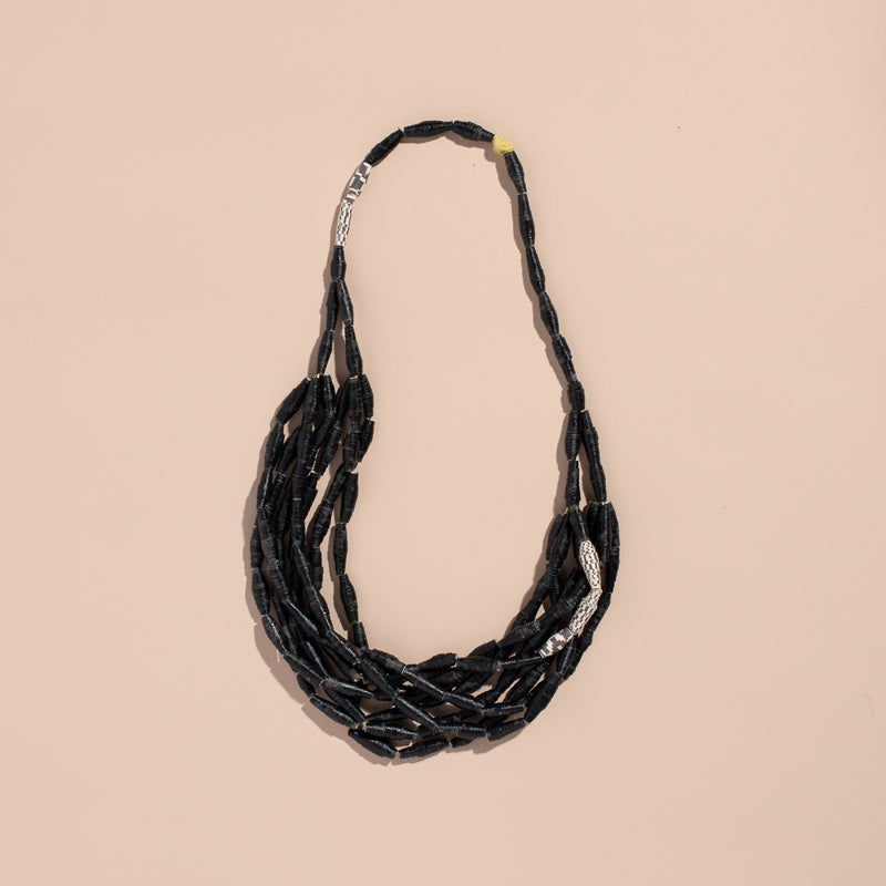 Multi String Paper Necklace (black)